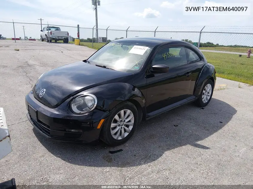 2014 Volkswagen Beetle 1.8T Entry VIN: 3VWF17AT3EM640097 Lot: 45331625