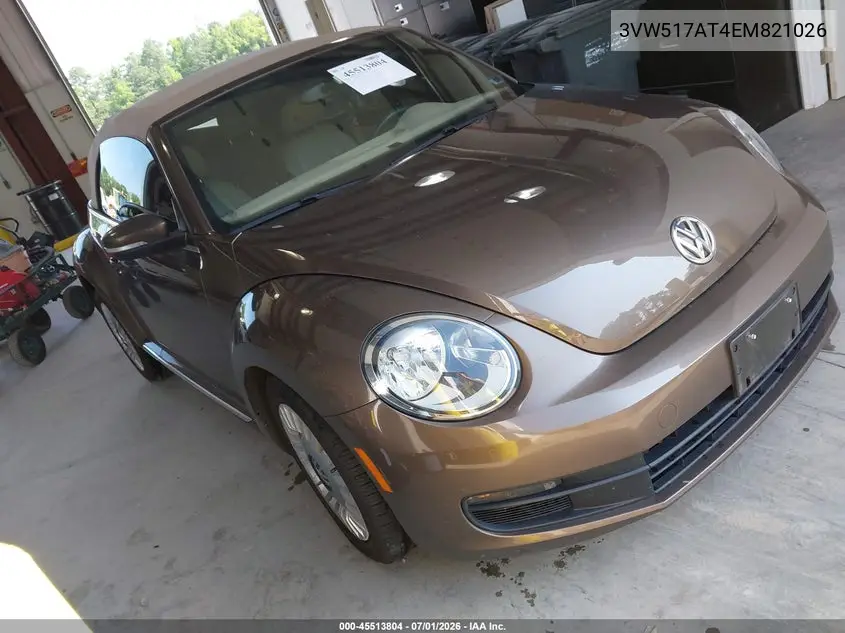 2014 Volkswagen Beetle 1.8T VIN: 3VW517AT4EM821026 Lot: 45513804