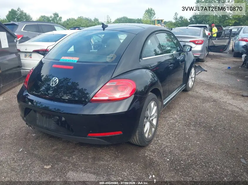 2014 Volkswagen Beetle 2.0L Tdi VIN: 3VWJL7AT2EM610870 Lot: 45545565