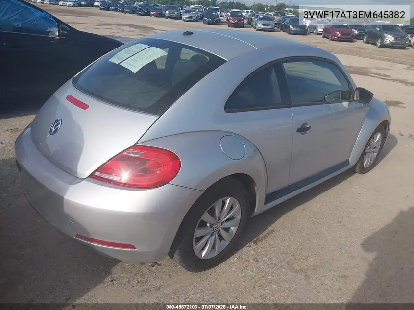2014 Volkswagen Beetle 1.8T Entry VIN: 3VWF17AT3EM645882 Lot: 45572103