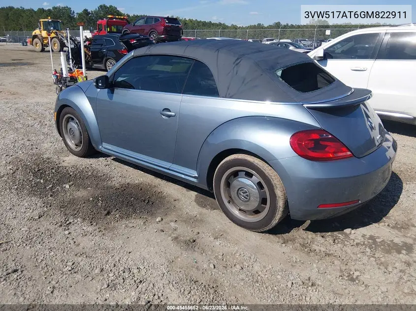 2016 Volkswagen Beetle 1.8T Denim VIN: 3VW517AT6GM822911 Lot: 45455652