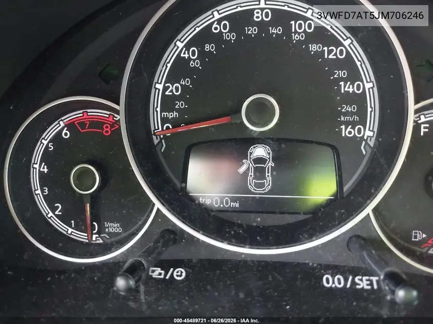 2018 Volkswagen Beetle 2.0T Coast/2.0T S VIN: 3VWFD7AT5JM706246 Lot: 45489721