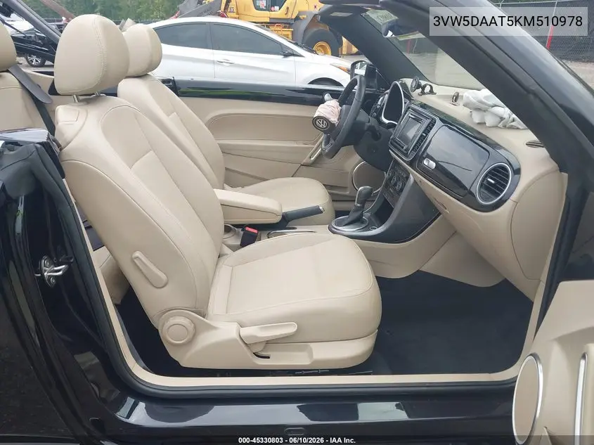 2019 Volkswagen Beetle 2.0T Final Edition Se/2.0T Final Edition Sel/2.0T S/2.0T Se VIN: 3VW5DAAT5KM510978 Lot: 45330803