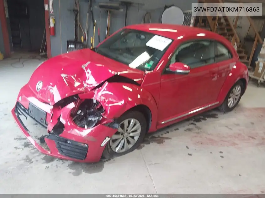 2019 Volkswagen Beetle 2.0T Final Edition Se/2.0T Final Edition Sel/2.0T S VIN: 3VWFD7AT0KM716863 Lot: 45451688