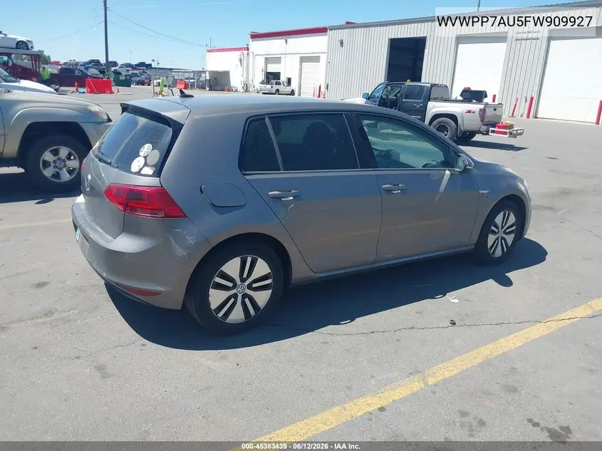 2015 Volkswagen E-Golf Sel Premium VIN: WVWPP7AU5FW909927 Lot: 45383439