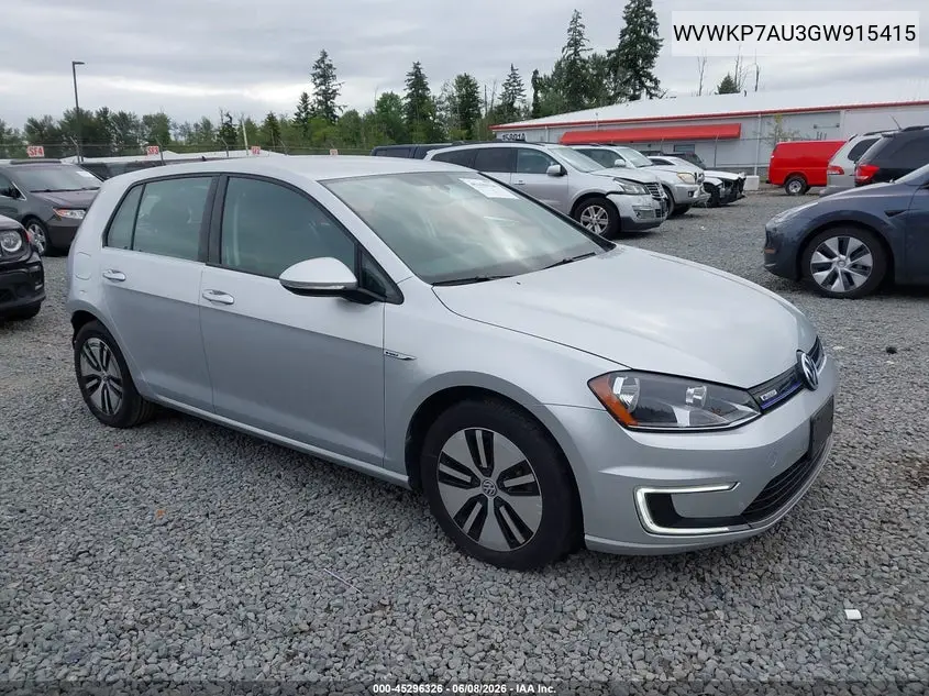 2016 Volkswagen E-Golf Se VIN: WVWKP7AU3GW915415 Lot: 45296326