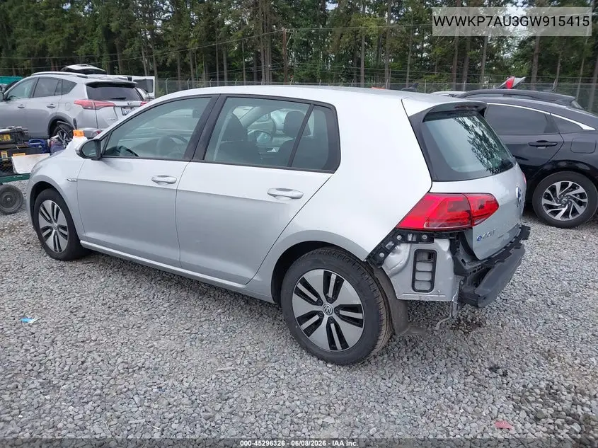 2016 Volkswagen E-Golf Se VIN: WVWKP7AU3GW915415 Lot: 45296326