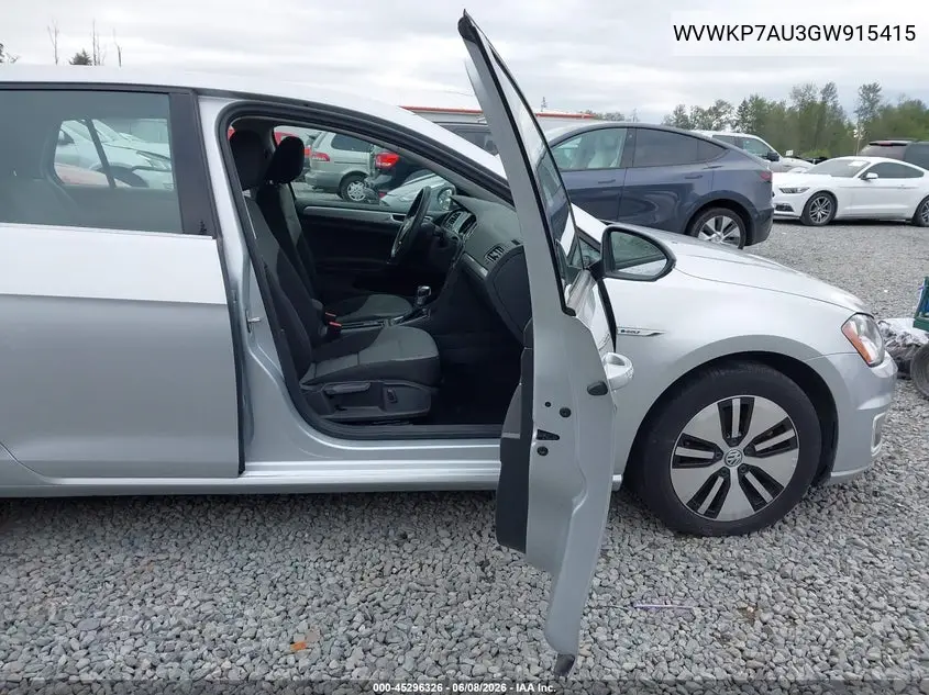 2016 Volkswagen E-Golf Se VIN: WVWKP7AU3GW915415 Lot: 45296326