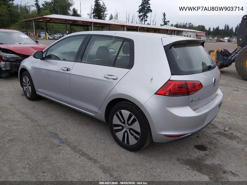 2016 Volkswagen E-Golf Se VIN: WVWKP7AU8GW903714 Lot: 45312848