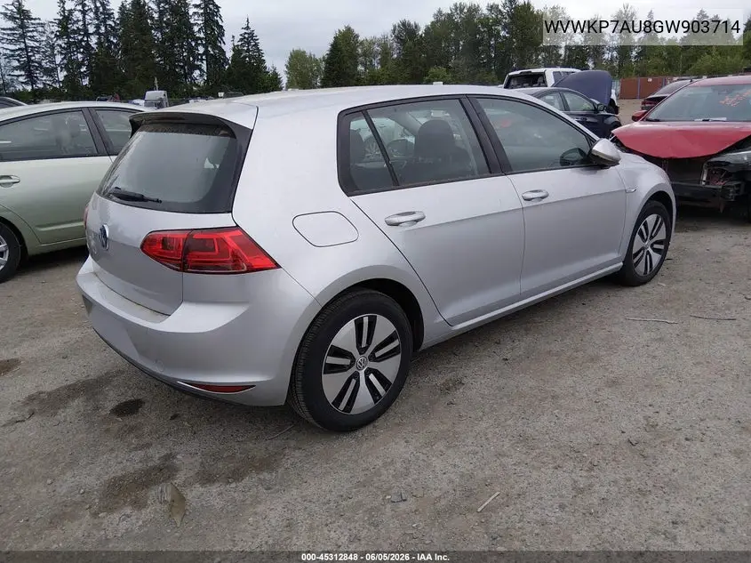 2016 Volkswagen E-Golf Se VIN: WVWKP7AU8GW903714 Lot: 45312848