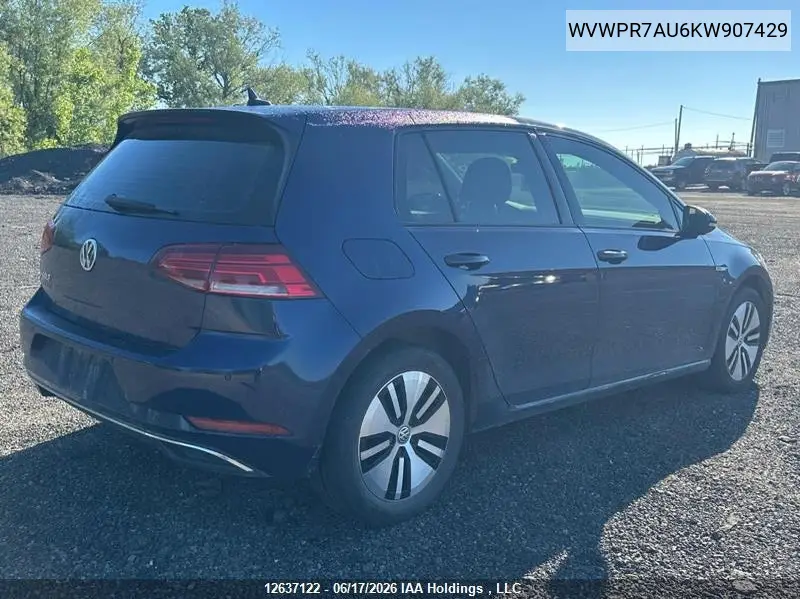 2019 Volkswagen E-Golf Sel Premium VIN: WVWPR7AU6KW907429 Lot: 12637122
