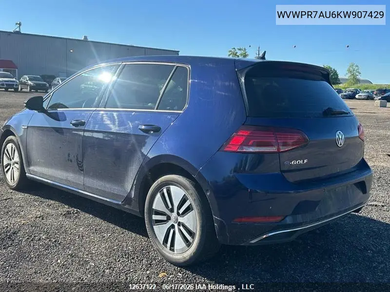 2019 Volkswagen E-Golf Sel Premium VIN: WVWPR7AU6KW907429 Lot: 12637122