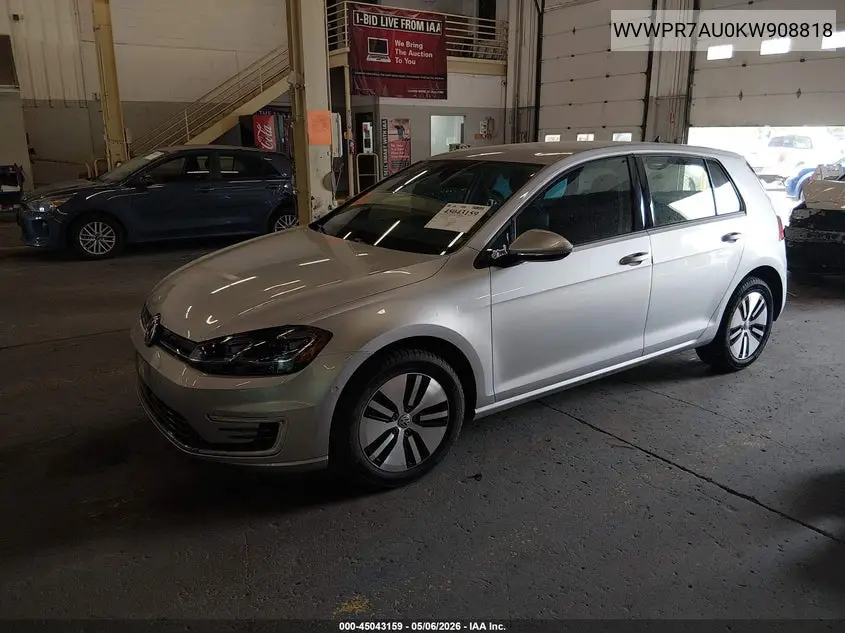 2019 Volkswagen E-Golf Sel Premium VIN: WVWPR7AU0KW908818 Lot: 45043159