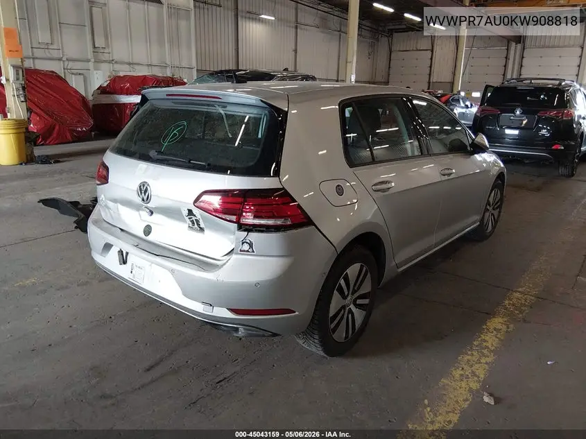 2019 Volkswagen E-Golf Sel Premium VIN: WVWPR7AU0KW908818 Lot: 45043159
