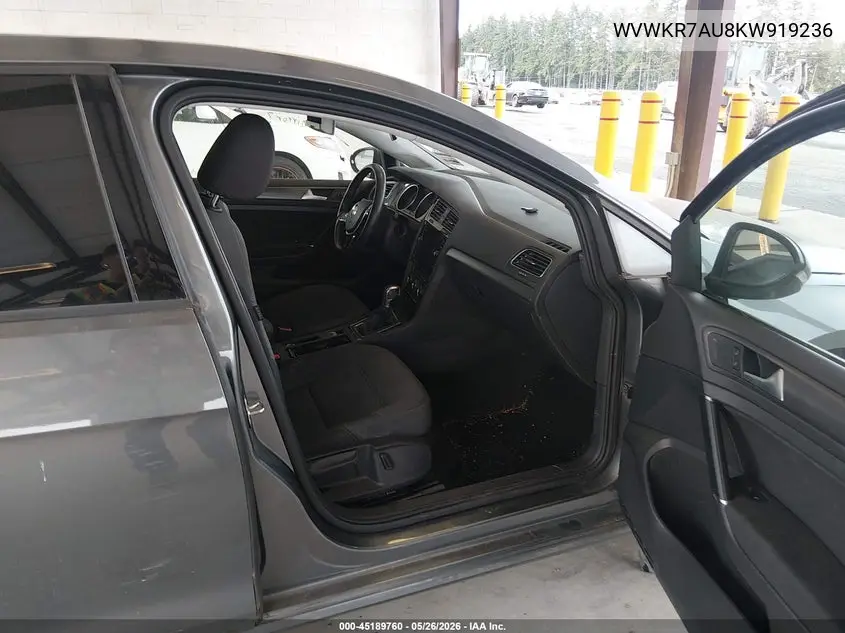 2019 Volkswagen E-Golf Se VIN: WVWKR7AU8KW919236 Lot: 45189760