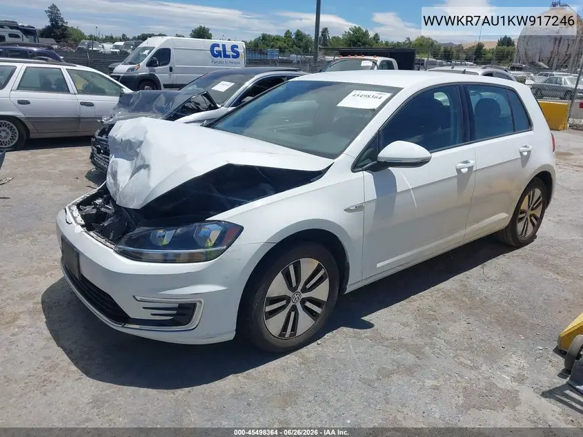 2019 Volkswagen E-Golf Se VIN: WVWKR7AU1KW917246 Lot: 45498364