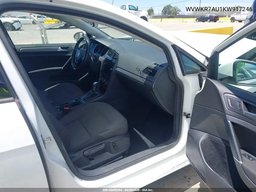 2019 Volkswagen E-Golf Se VIN: WVWKR7AU1KW917246 Lot: 45498364