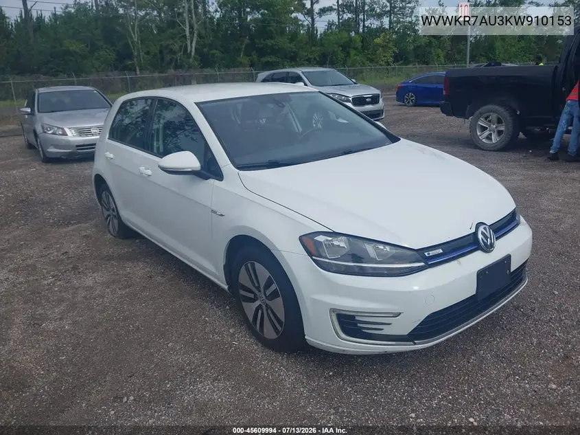 2019 Volkswagen E-Golf Se VIN: WVWKR7AU3KW910153 Lot: 45609994