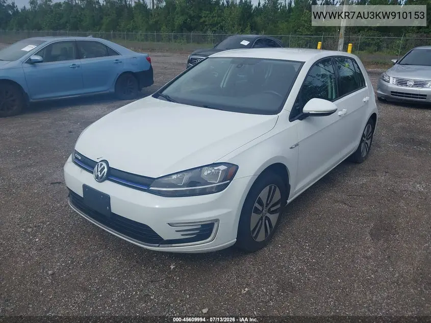 2019 Volkswagen E-Golf Se VIN: WVWKR7AU3KW910153 Lot: 45609994