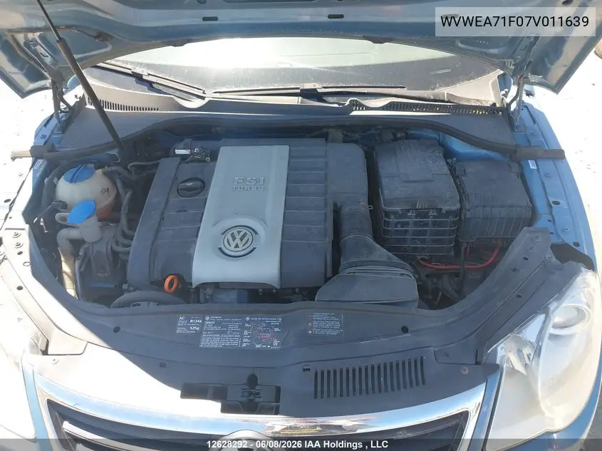 2007 Volkswagen Eos 2.0T VIN: WVWEA71F07V011639 Lot: 12628292x