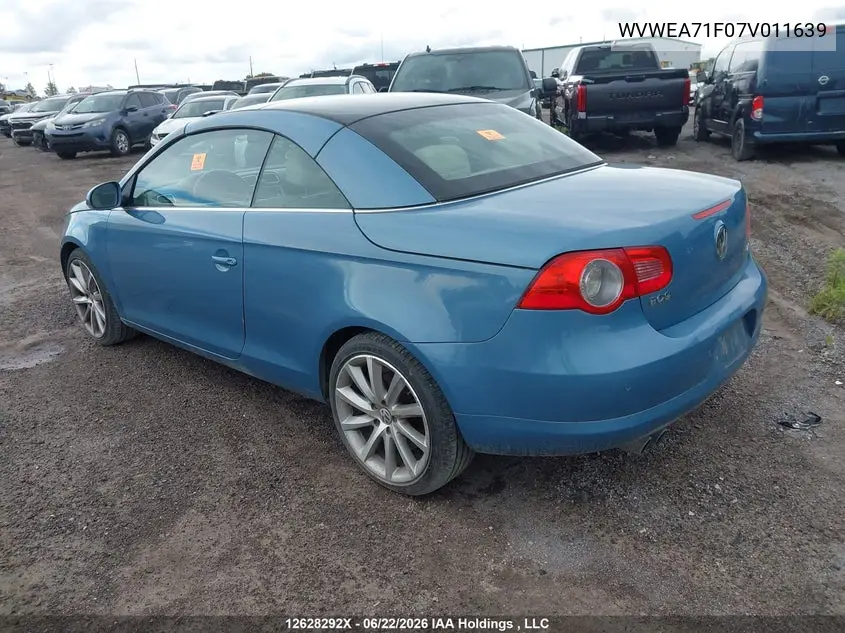 2007 Volkswagen Eos 2.0T VIN: WVWEA71F07V011639 Lot: 12628292x