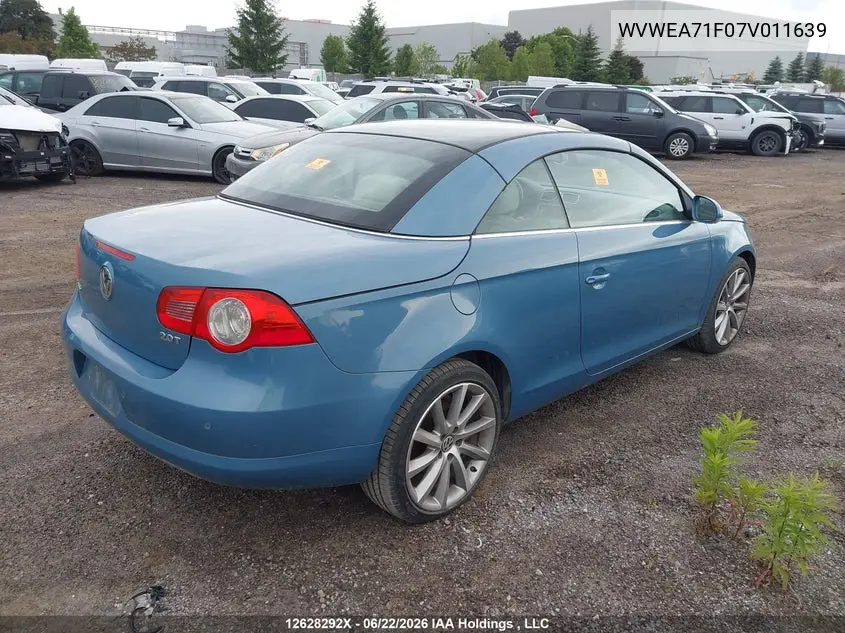2007 Volkswagen Eos 2.0T VIN: WVWEA71F07V011639 Lot: 12628292x