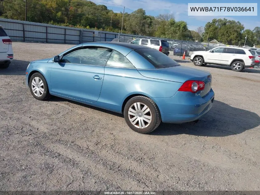 2008 Volkswagen Eos Turbo VIN: WVWBA71F78V036641 Lot: 43484126