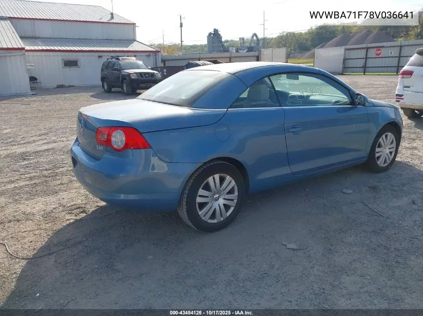 2008 Volkswagen Eos Turbo VIN: WVWBA71F78V036641 Lot: 43484126