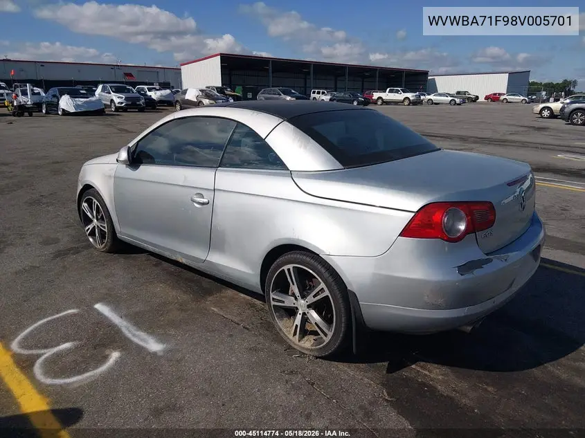 2008 Volkswagen Eos VIN: WVWBA71F98V005701 Lot: 45114774
