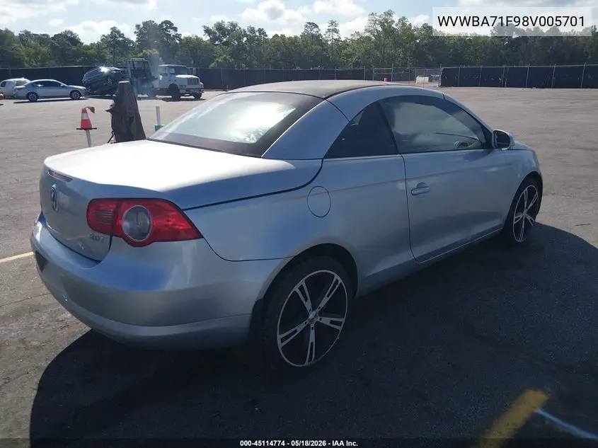 2008 Volkswagen Eos VIN: WVWBA71F98V005701 Lot: 45114774