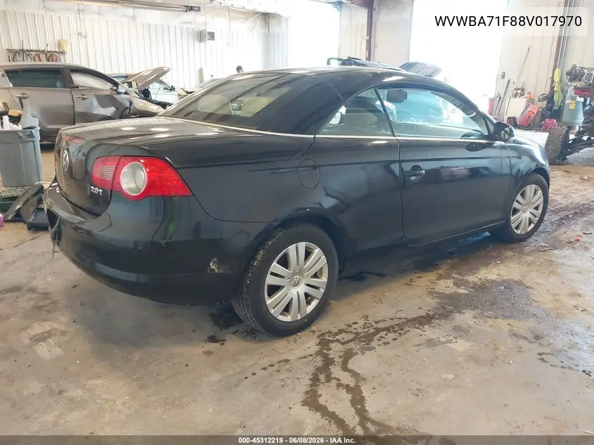2008 Volkswagen Eos Komfort/Turbo VIN: WVWBA71F88V017970 Lot: 45312219