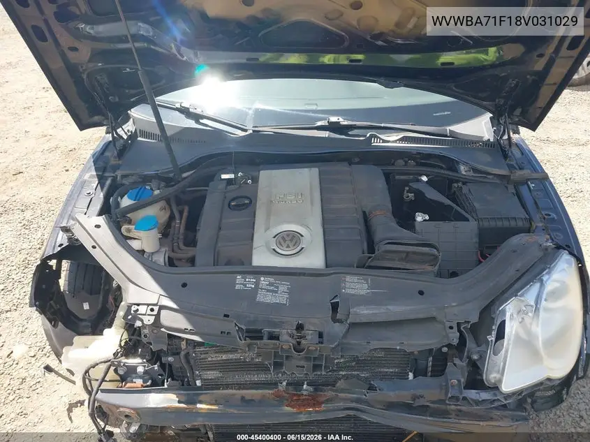 2008 Volkswagen Eos Komfort/Turbo VIN: WVWBA71F18V031029 Lot: 45400400