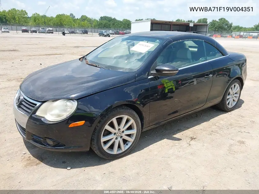 2009 Volkswagen Eos Turbo/Komfort VIN: WVWBA71F19V004351 Lot: 45512685
