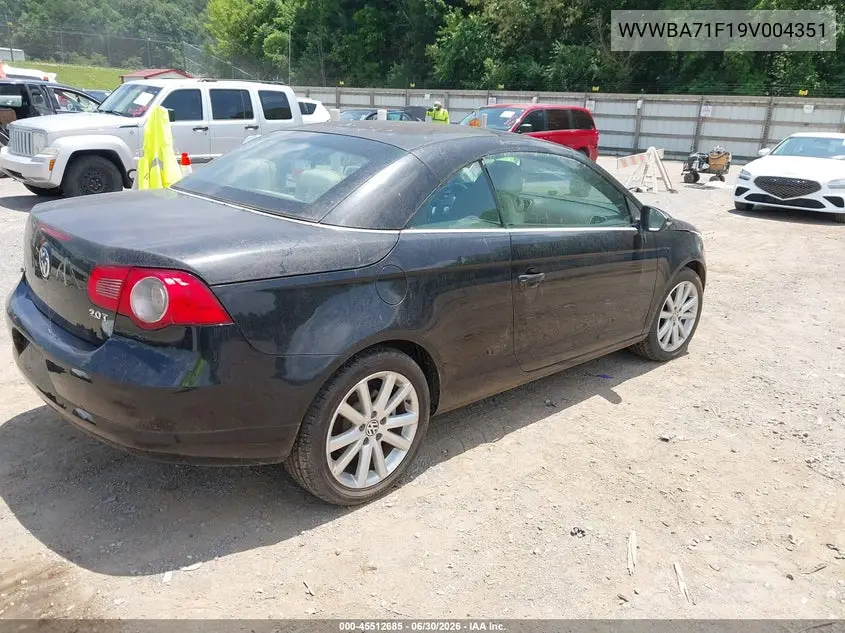 2009 Volkswagen Eos Turbo/Komfort VIN: WVWBA71F19V004351 Lot: 45512685