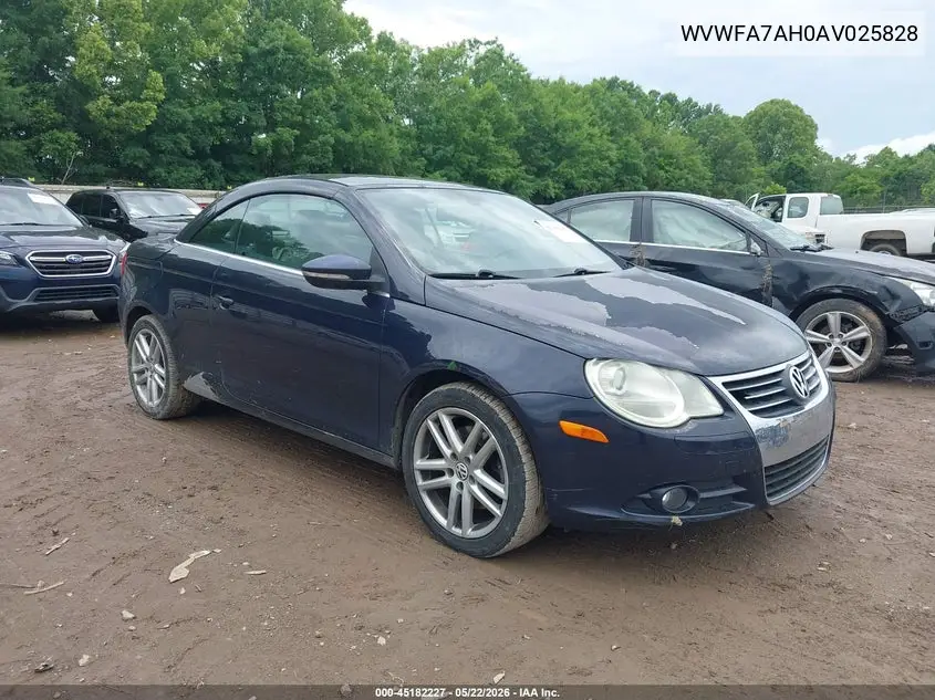 2010 Volkswagen Eos Lux VIN: WVWFA7AH0AV025828 Lot: 45182227