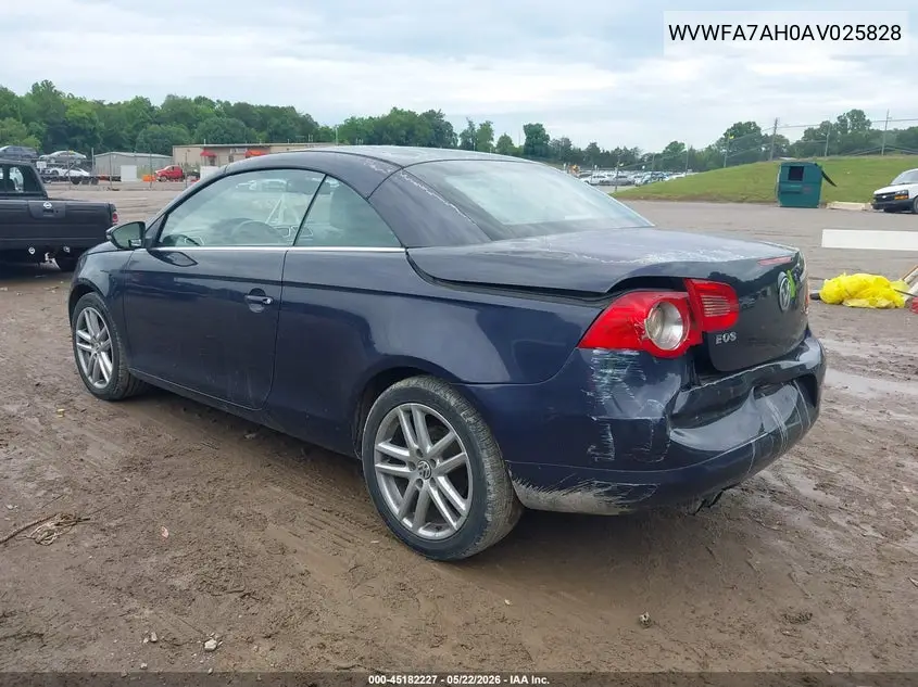 2010 Volkswagen Eos Lux VIN: WVWFA7AH0AV025828 Lot: 45182227