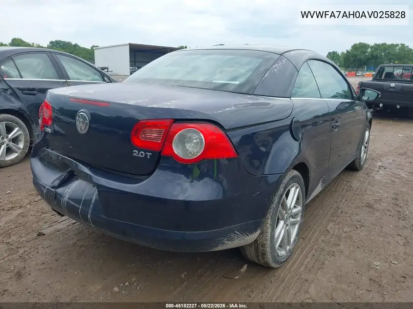 2010 Volkswagen Eos Lux VIN: WVWFA7AH0AV025828 Lot: 45182227