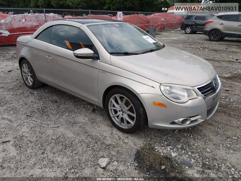 2010 Volkswagen Eos Komfort VIN: WVWBA7AH8AV010931 Lot: 45184011