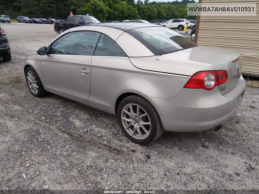 2010 Volkswagen Eos Komfort VIN: WVWBA7AH8AV010931 Lot: 45184011