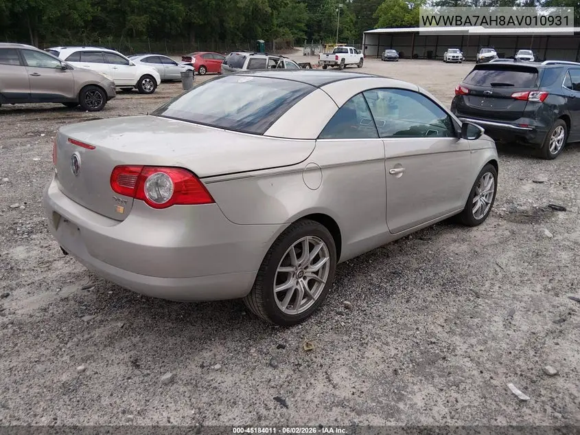 2010 Volkswagen Eos Komfort VIN: WVWBA7AH8AV010931 Lot: 45184011