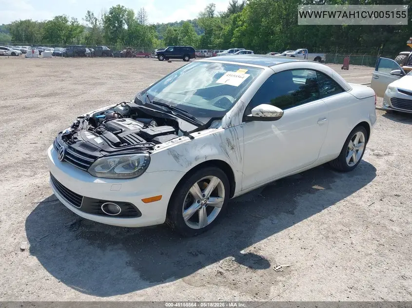 2012 Volkswagen Eos Lux VIN: WVWFW7AH1CV005155 Lot: 45155564