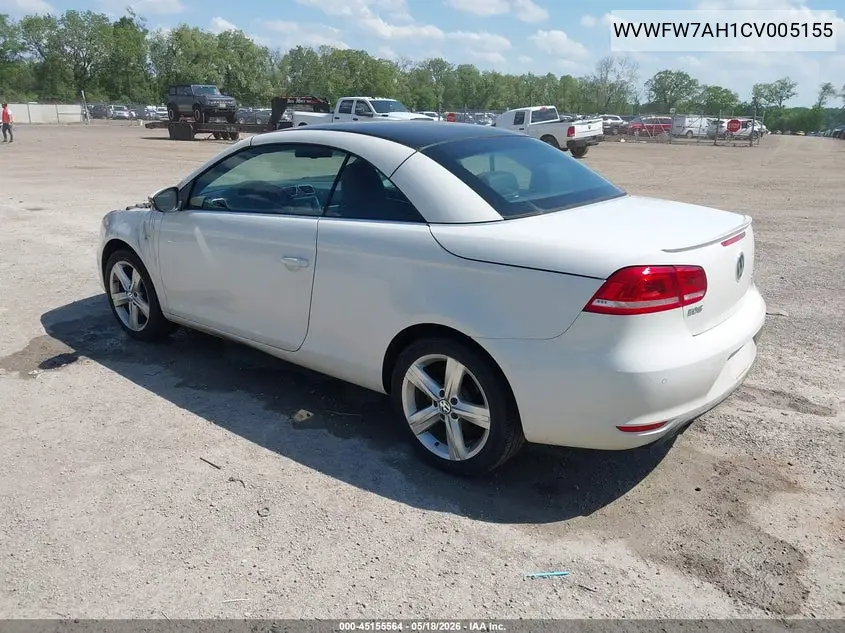 2012 Volkswagen Eos Lux VIN: WVWFW7AH1CV005155 Lot: 45155564