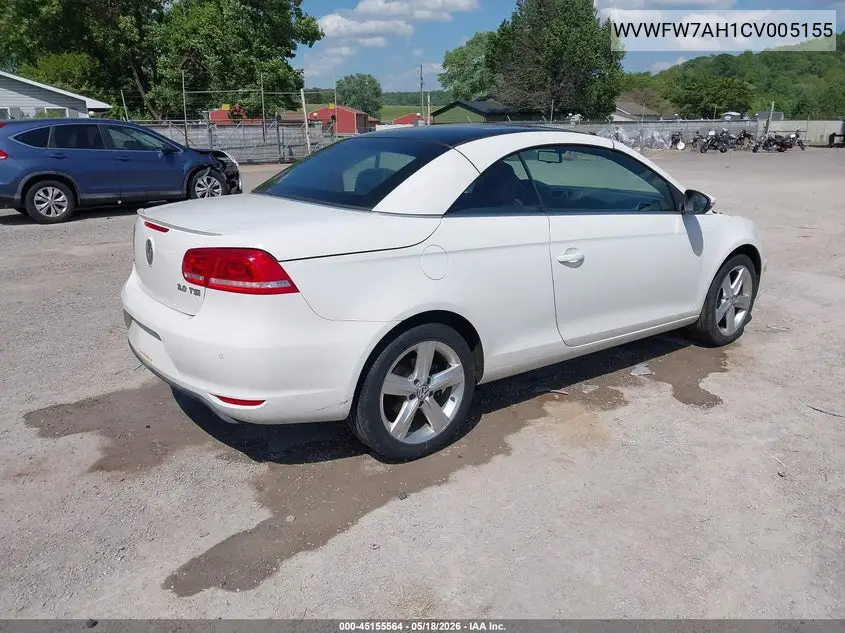 2012 Volkswagen Eos Lux VIN: WVWFW7AH1CV005155 Lot: 45155564