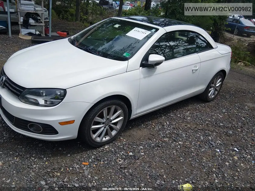 2012 Volkswagen Eos Komfort VIN: WVWBW7AH2CV000982 Lot: 45367315