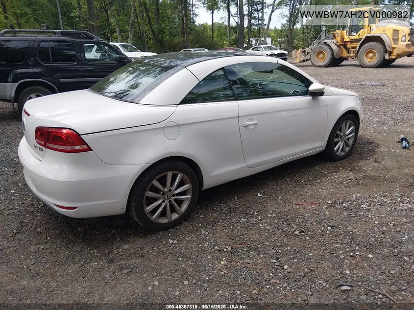 2012 Volkswagen Eos Komfort VIN: WVWBW7AH2CV000982 Lot: 45367315