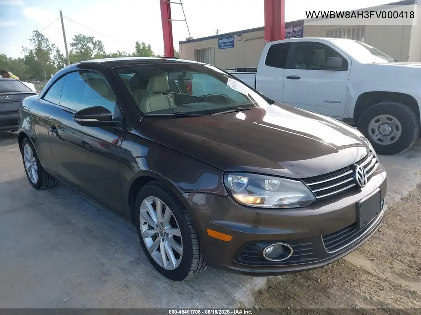 2015 Volkswagen Eos Komfort Edition VIN: WVWBW8AH3FV000418 Lot: 45401706
