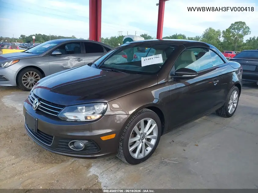 2015 Volkswagen Eos Komfort Edition VIN: WVWBW8AH3FV000418 Lot: 45401706