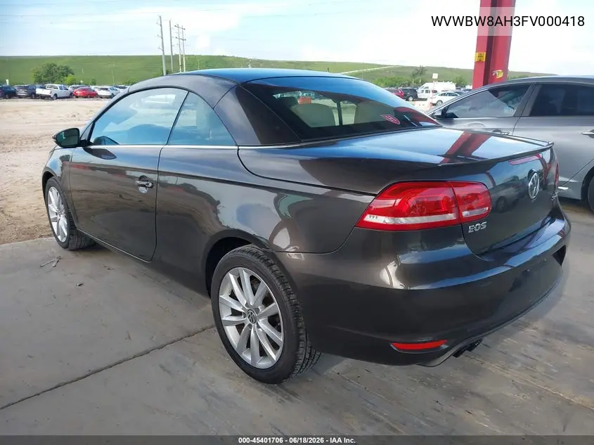 2015 Volkswagen Eos Komfort Edition VIN: WVWBW8AH3FV000418 Lot: 45401706