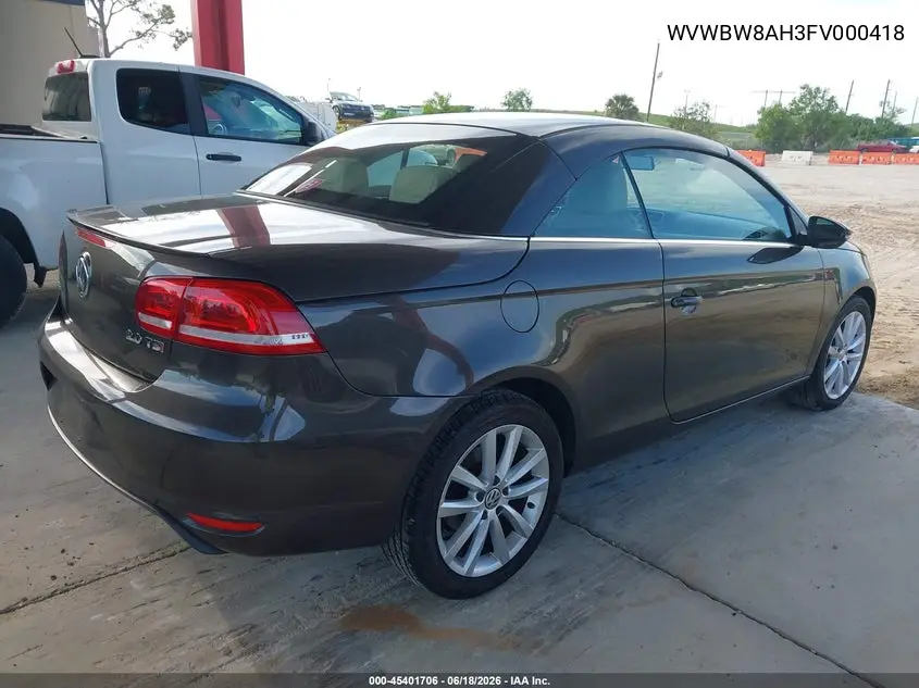 2015 Volkswagen Eos Komfort Edition VIN: WVWBW8AH3FV000418 Lot: 45401706