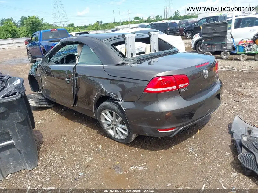 2016 Volkswagen Eos Komfort VIN: WVWBW8AHXGV000482 Lot: 45412907